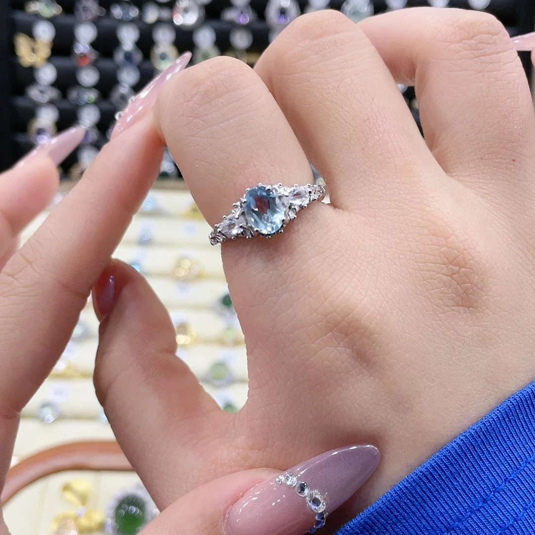 托帕石戒指银S925镶嵌戒指