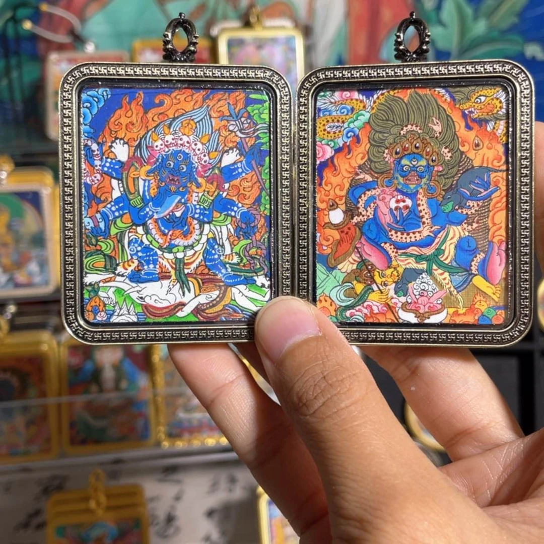 张**.大黑天➕黑财神纯手绘唐卡