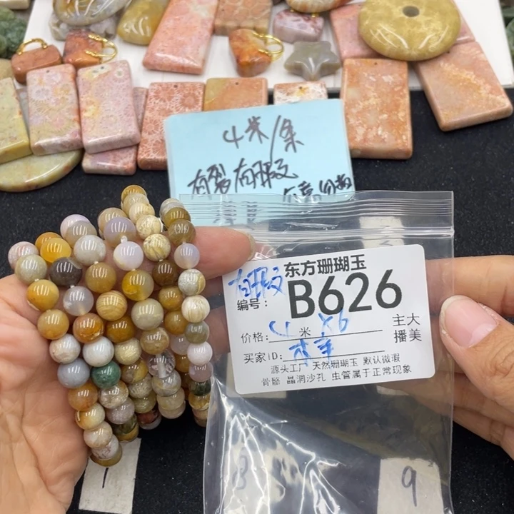 硅化珊瑚（珊瑚玉）颈饰合金木*