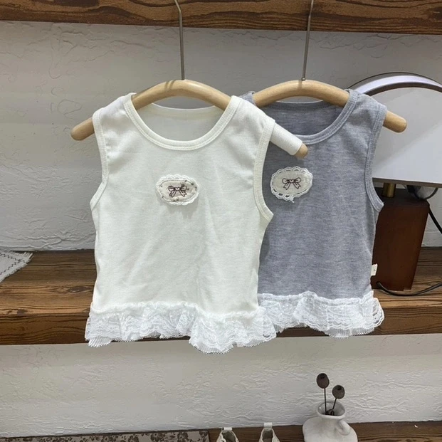 【Bao Bao】夏款女童纯棉拼纱背心8665