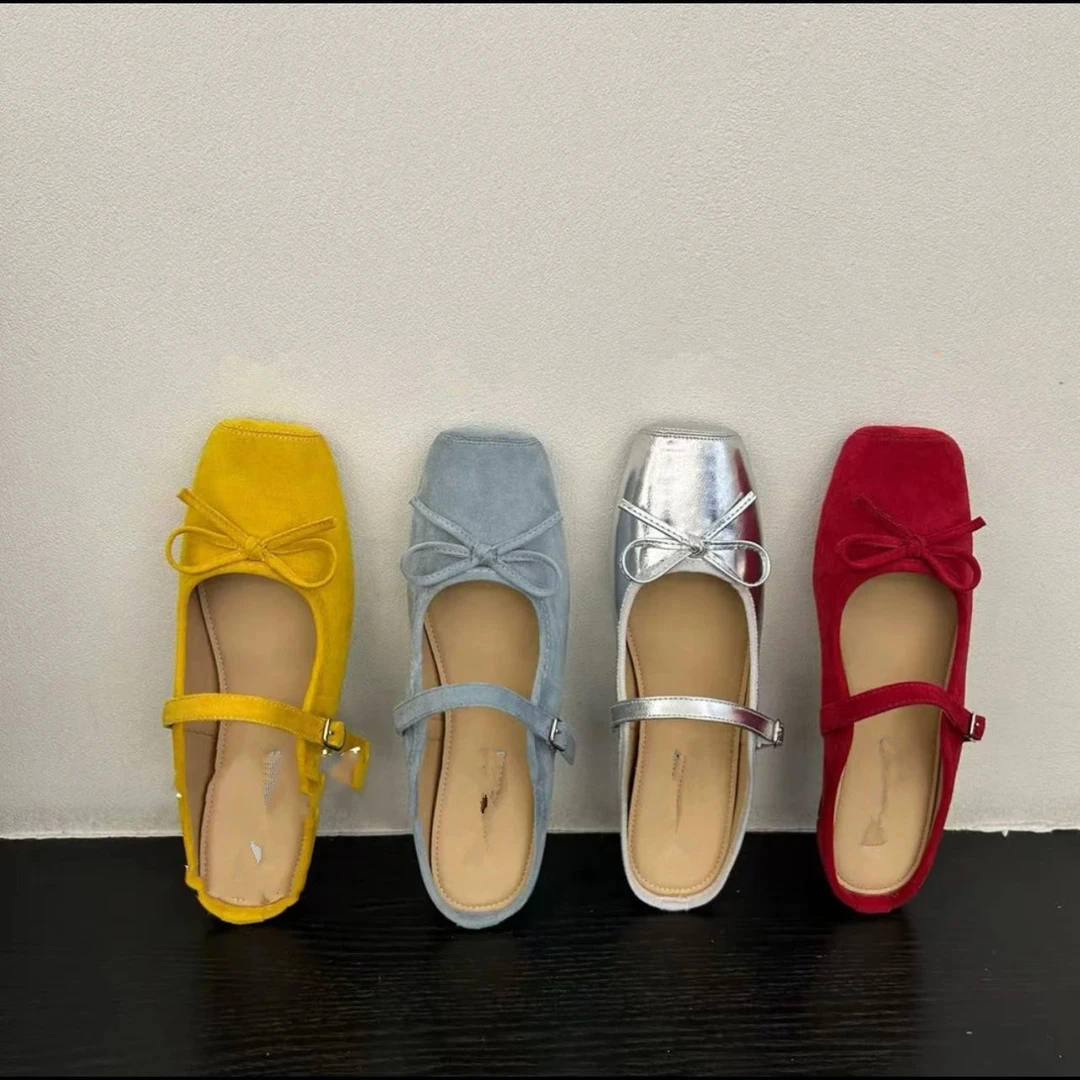 2025春新款温柔仙女风防滑包头半拖鞋女蝴蝶结内增高晚晚凉拖鞋