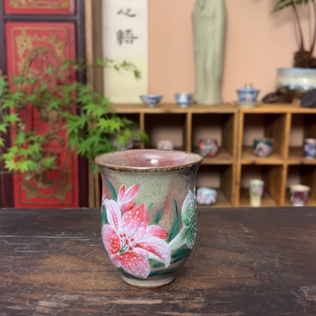 杯柴烧纯手工手绘陶瓷