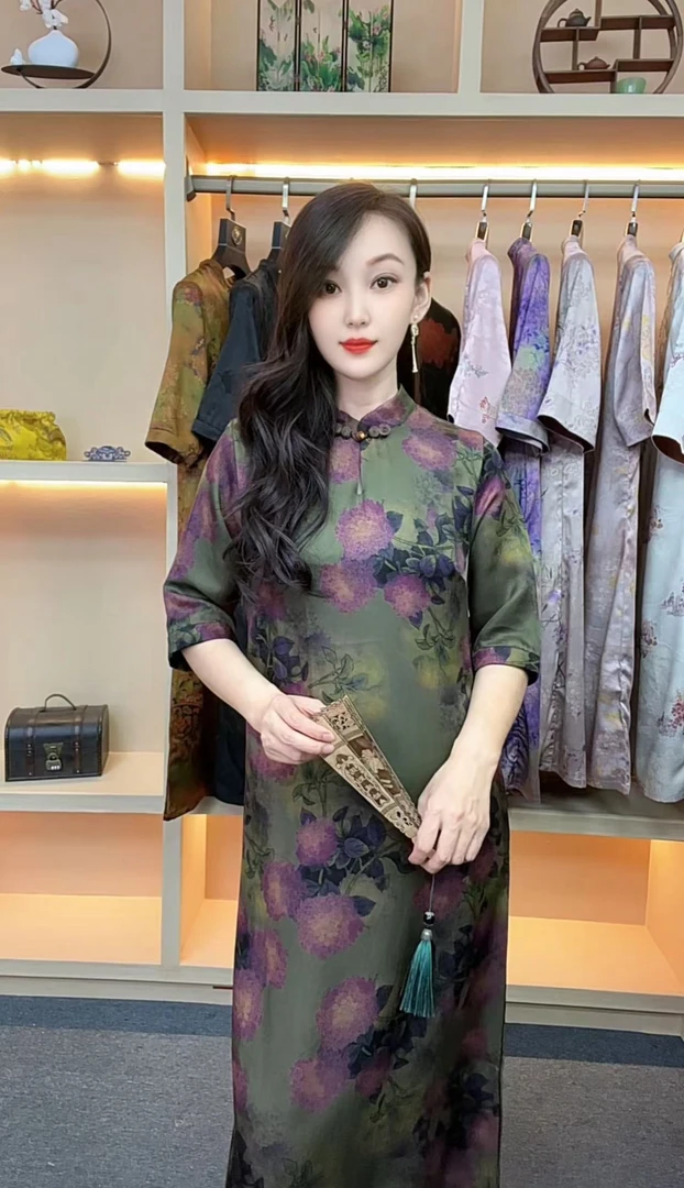 【霖裳】新中式中国风气质复古花罗提花百搭国风连衣裙显瘦时尚