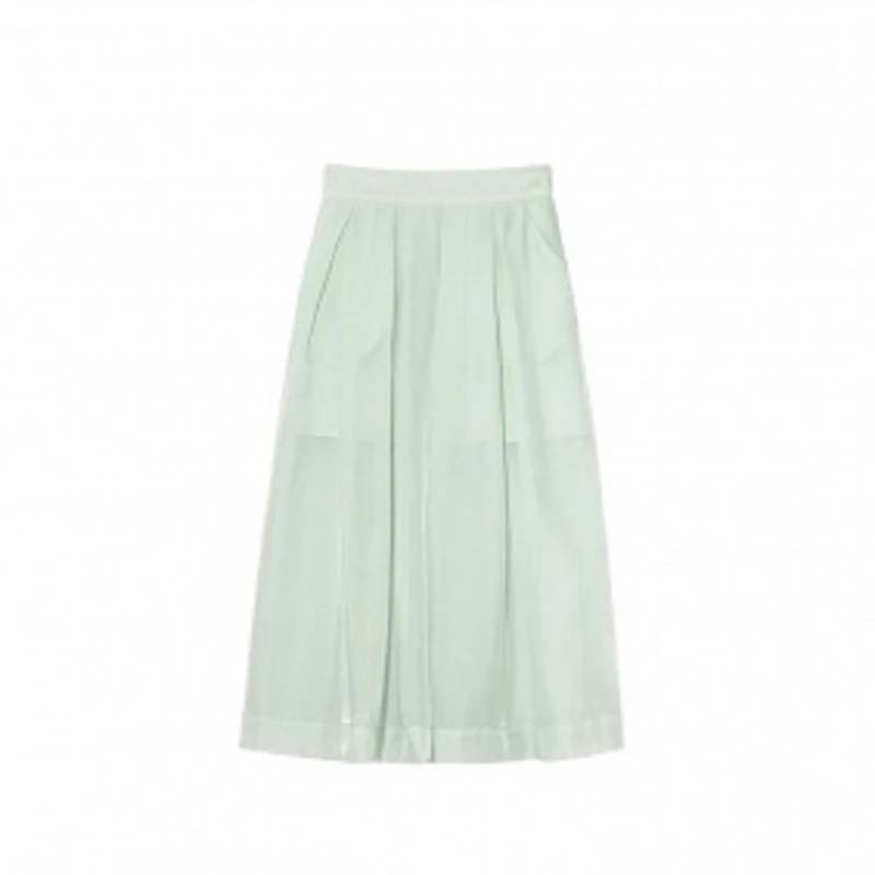 铜扣格子百褶长半裙-12-22