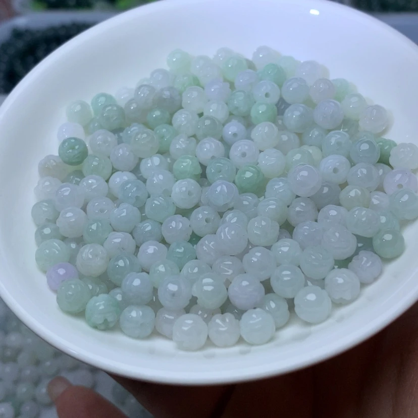【闪购商品】未镶嵌手链翡翠卡6.3冰莲花珠35颗