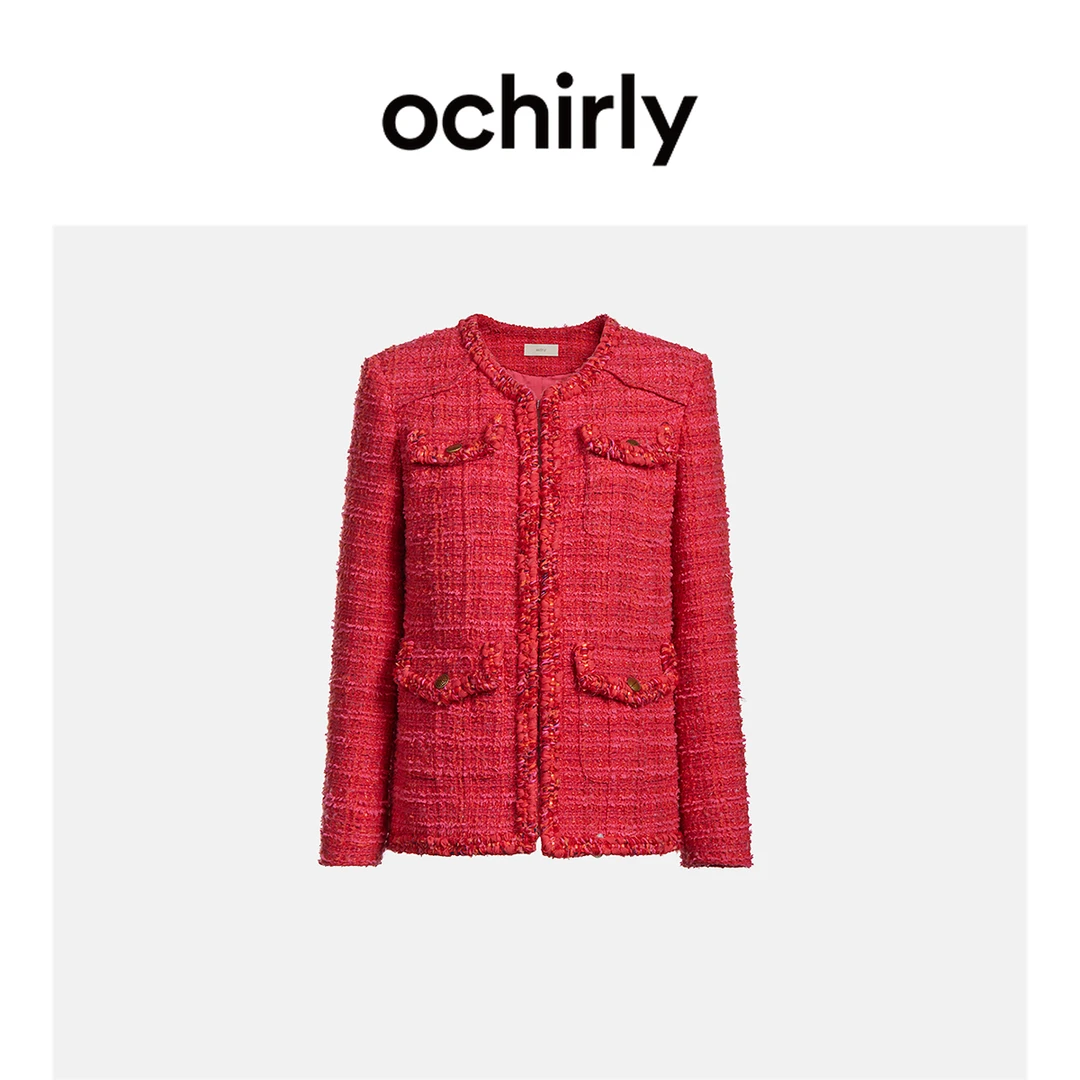 肌理感小香风外套女 ochirly欧时力2024新款早春正肩气质通勤显瘦