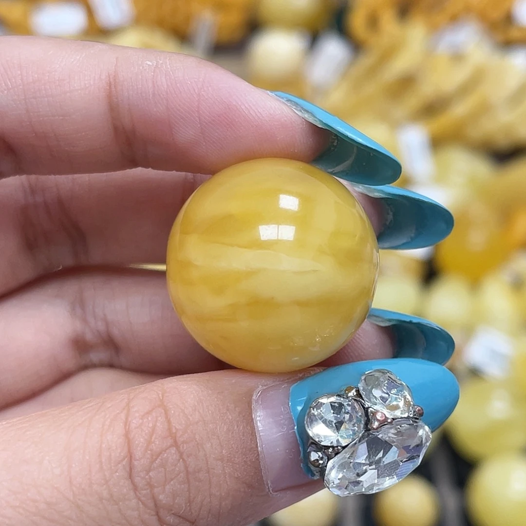 蜜蜡未镶嵌珠宝奇石22.0mm圆珠虎皮瑕