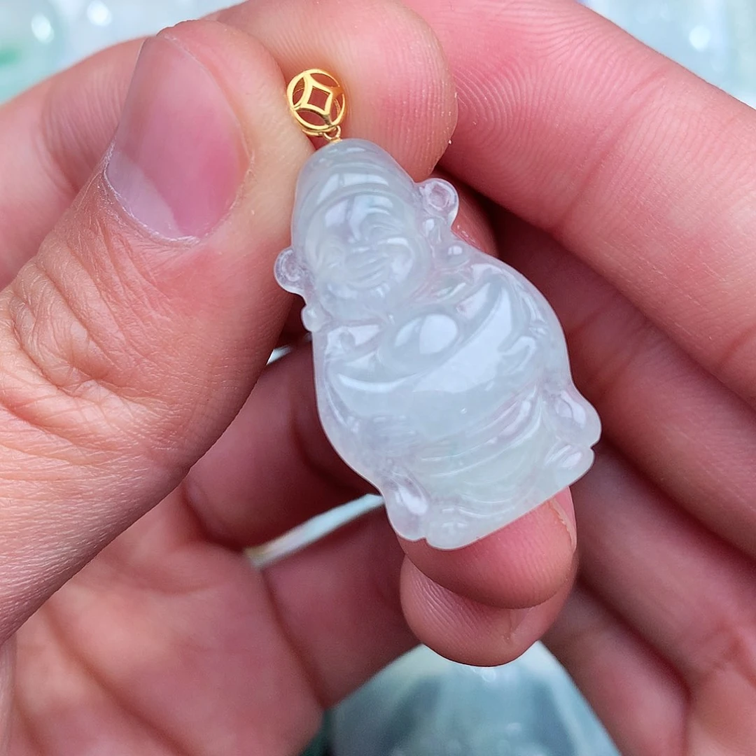 翡翠吊坠(不含链)18K金镶嵌