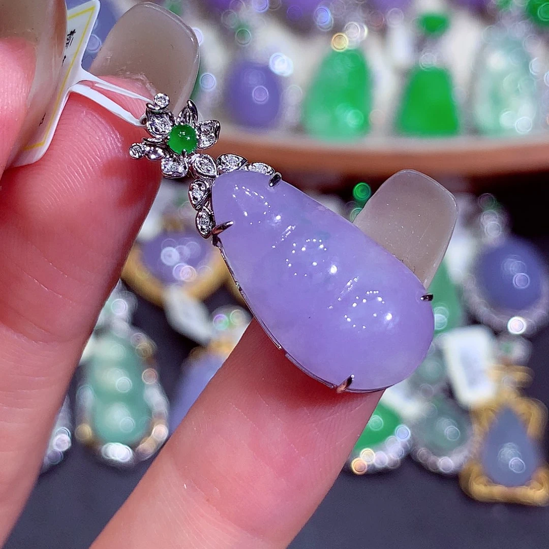 翡翠18K金镶嵌吊坠(不含链)