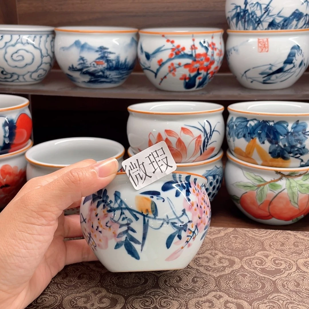 釉下手绘茶具微瑕