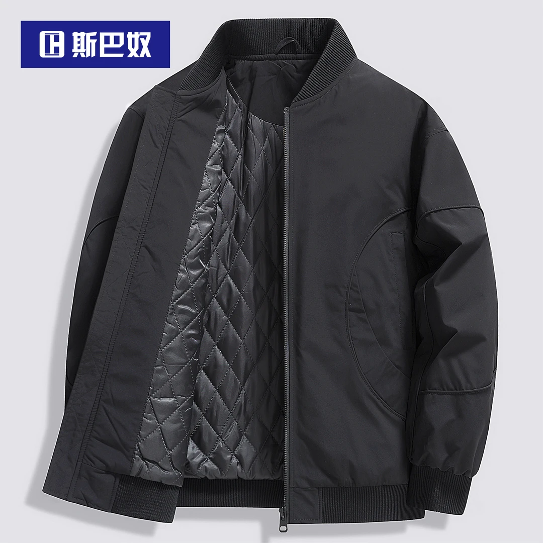 斯巴奴棒球领棉服男2025冬季新款休闲棉袄棉衣加厚秋冬装夹克外套