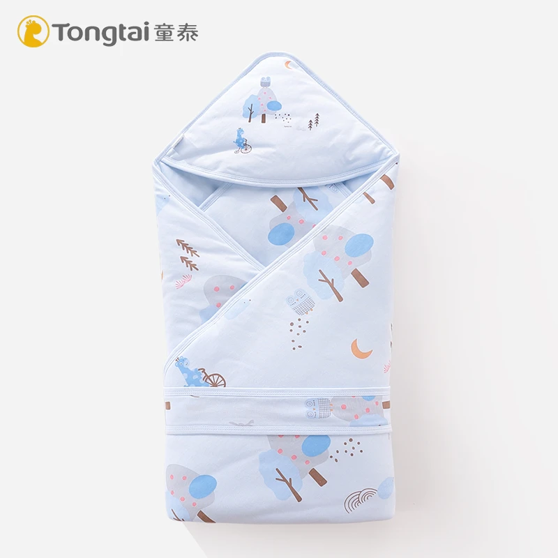 【150g】童泰新生儿抱被婴儿秋冬季a类纯棉加厚夹棉抱毯包被 90cm