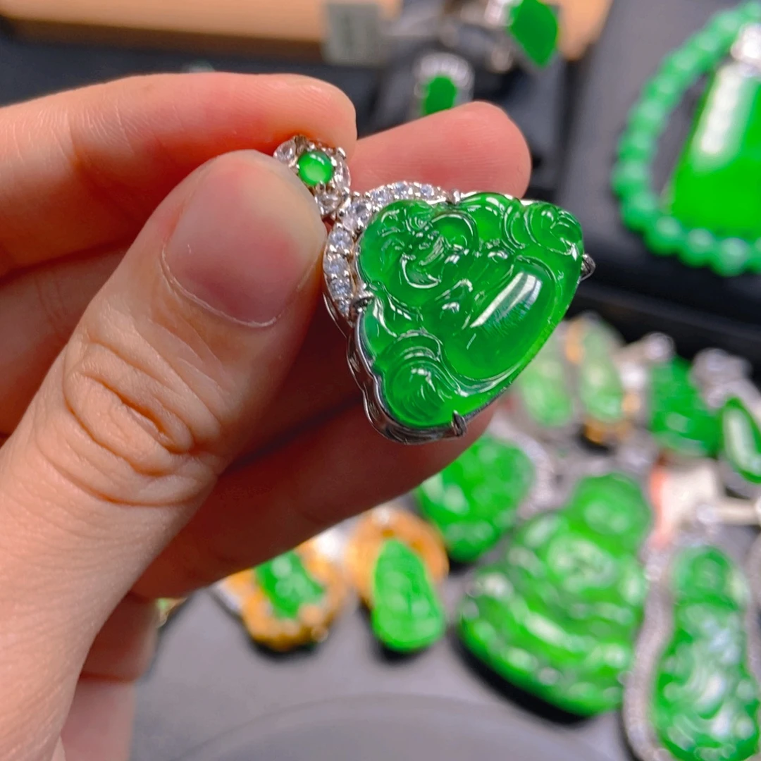 翡翠银S925镶嵌吊坠(不含链)