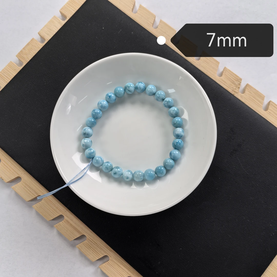 【珠宝厂长】约7mm高品质海纹石圆珠单圈手串