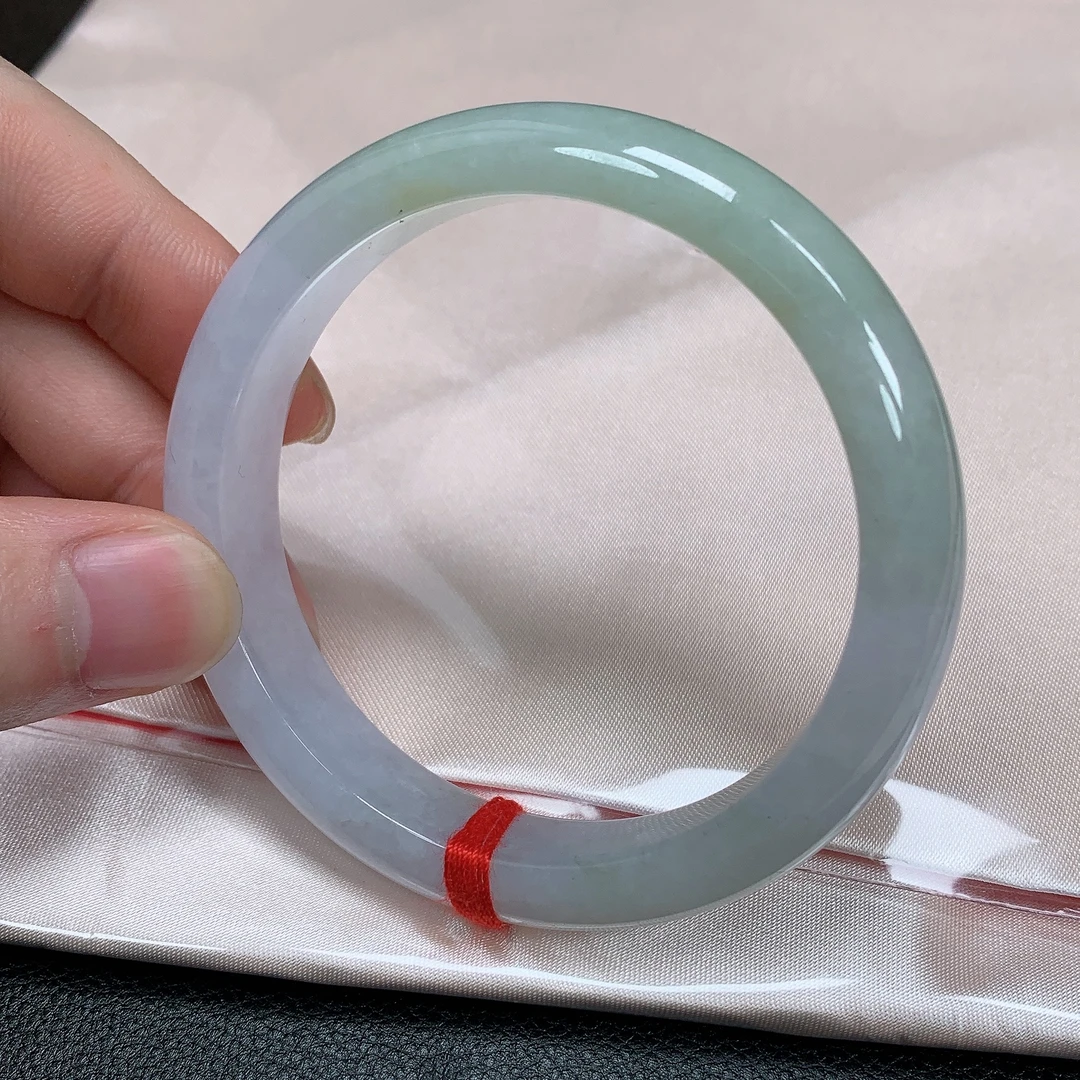 （A627#）天然缅甸A货翡翠58/59圈胶质感飘绿飘黄翡正圈手镯