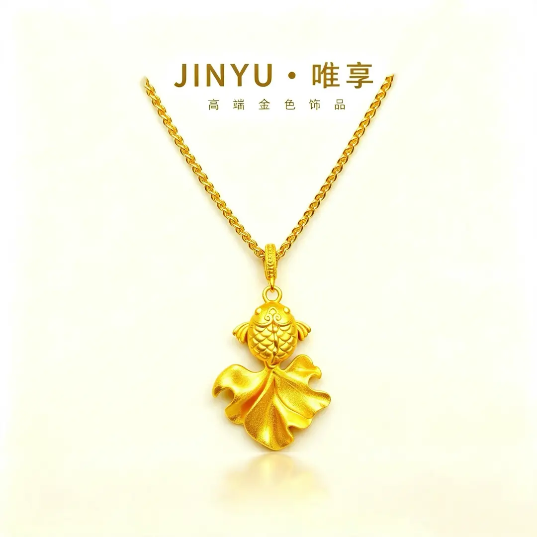 JINYU/唯享 经典百搭K04254双色拉丝锦鲤鱼项链50