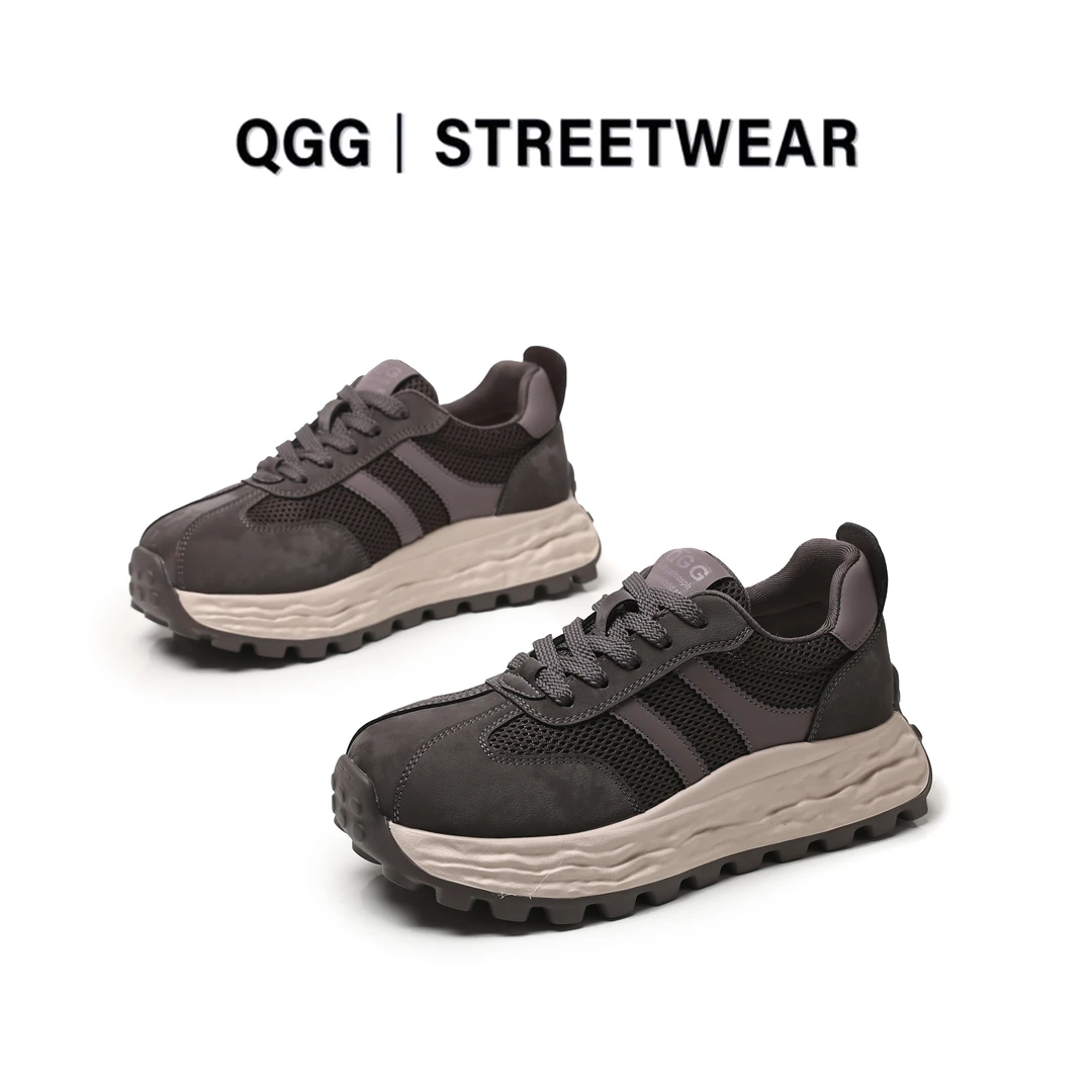 【QGG】女鞋复古厚底增高5.5cm阿甘德训鞋2025秋季运动休闲鞋Q2150
