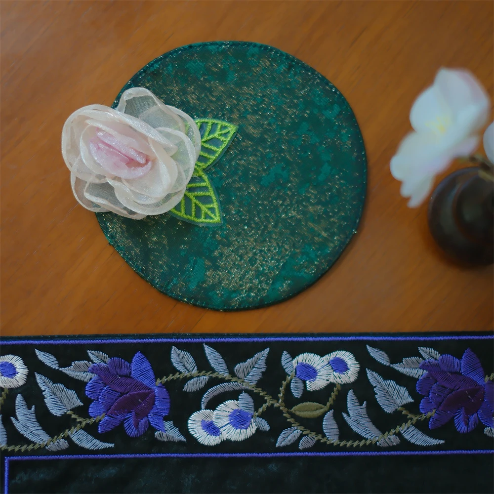 问春风【墨韵茶笺】墨绿色中式圆形小茶垫茶席防烫隔热直径12cm