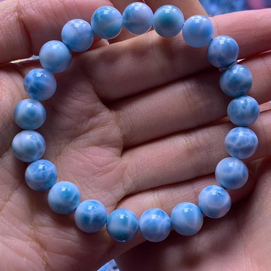 针钠钙石（海纹石）未镶嵌手串9+手串色差略异