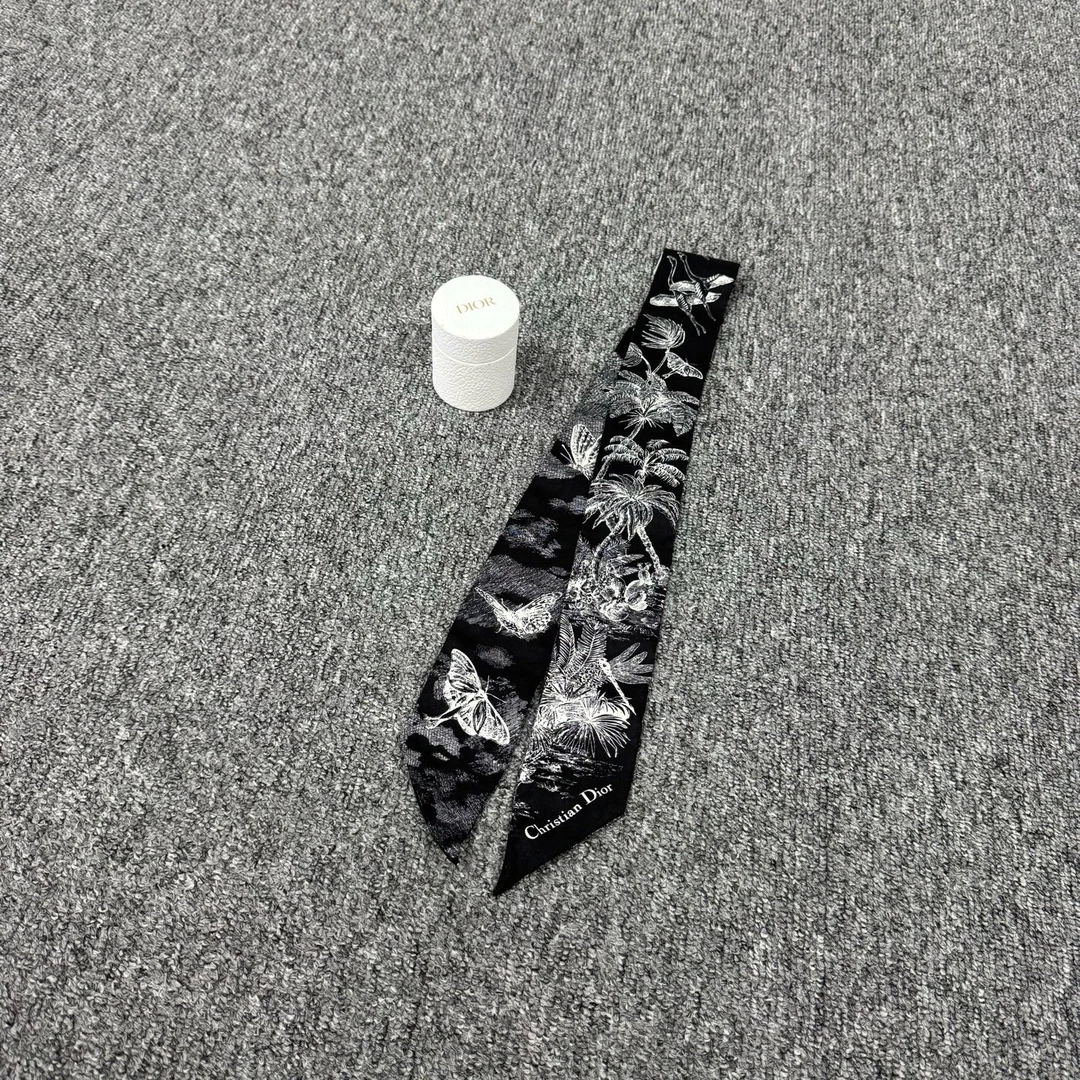 95新 DIOR/迪奥 Dior 迪奥 黑白 丛林之爱 twilly 丝巾 束发带