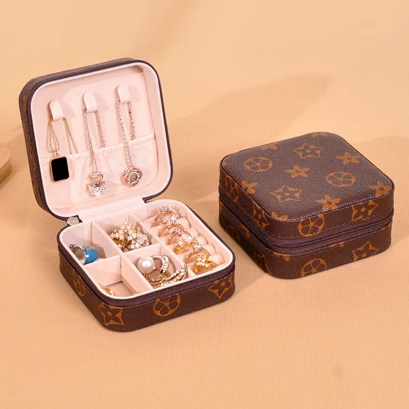 首饰盒/箱 印花首饰盒 便携式饰品项链戒指小型迷你新款盒子