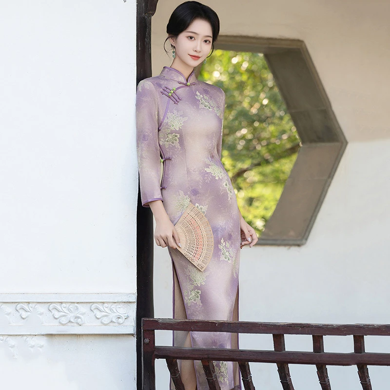 国风中式长款改良2025新款年轻款女复古中长袖日常可穿秋冬装