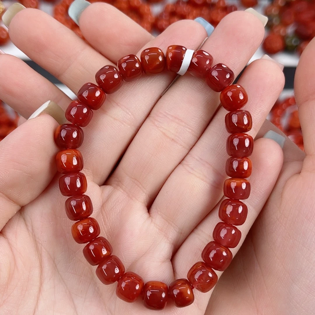 南红玛瑙未镶嵌瓦西牛血红7mm老型手串