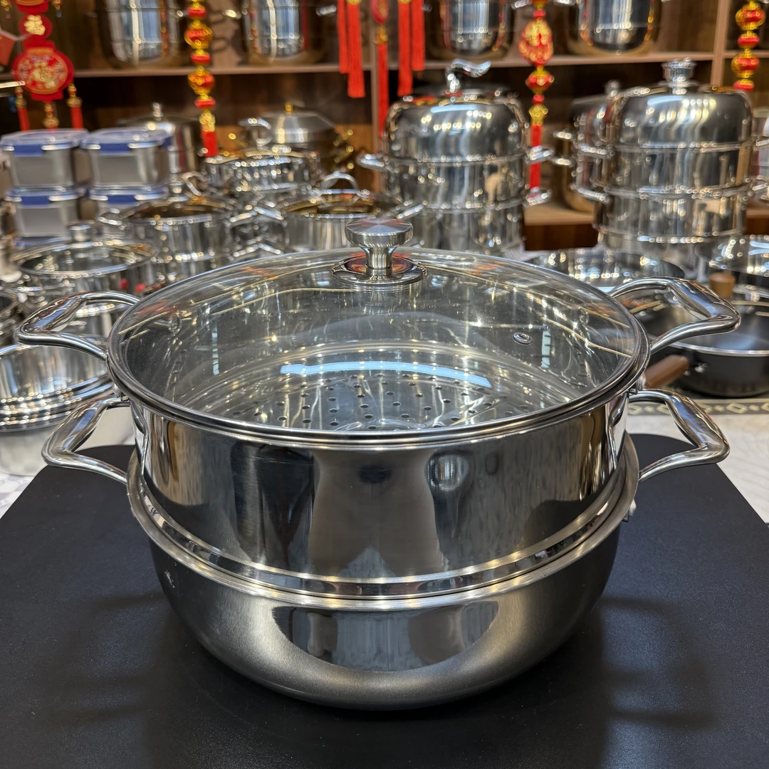 BH/28cm双层蒸锅不锈钢蒸煮锅多功能炖汤蒸包子电磁炉通用