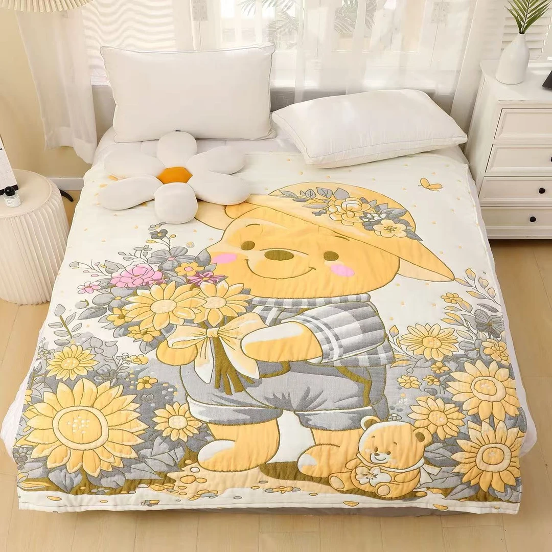 【维尼花园】120*150全棉纱布泡芙被皱皱纱布儿童被提花A类机洗亲肤