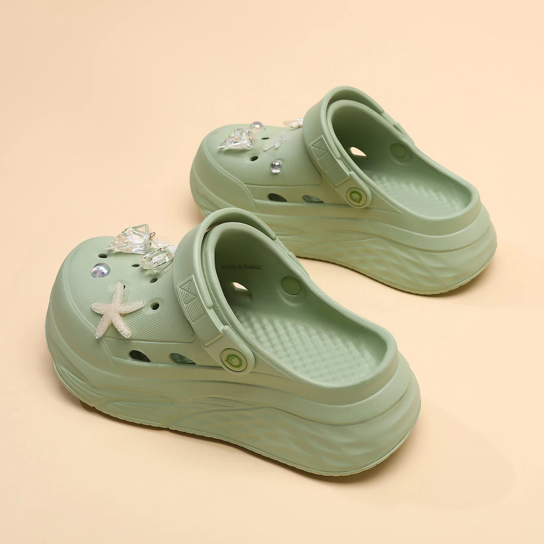 洞洞鞋女款外穿云朵厚底增高时尚百搭防滑包头半拖鞋海边沙滩凉鞋