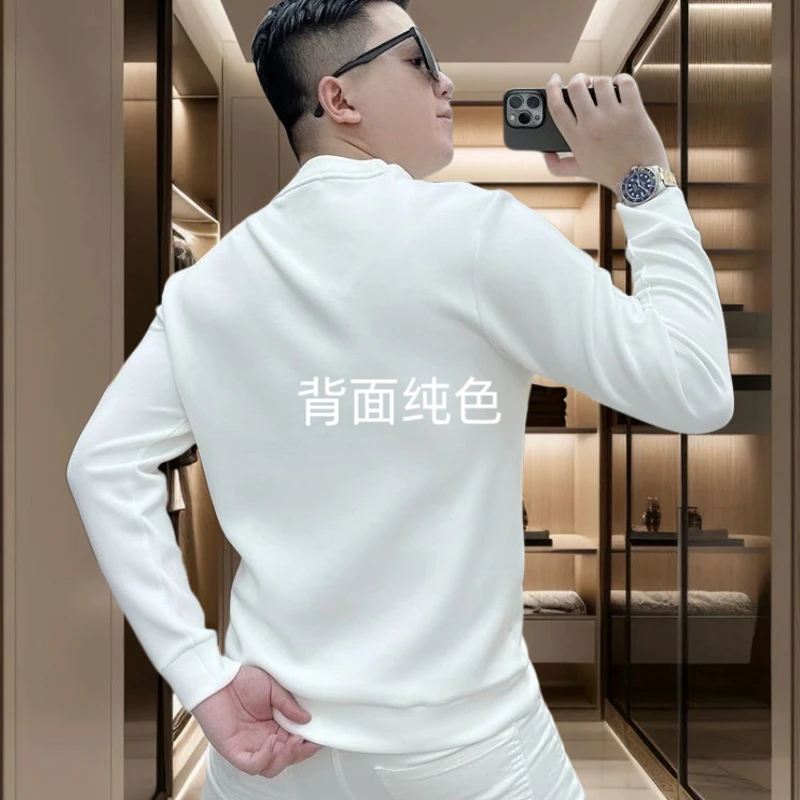 2025秋冬男士卫衣时尚百搭套头圆领长袖纯色微宽松长袖打底衫上衣