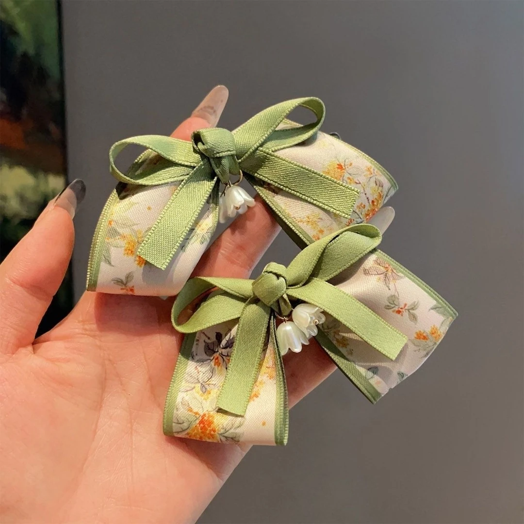 新款小清新中国风短飘带蝴蝶结高颜值发夹后脑勺森系发饰半扎头饰