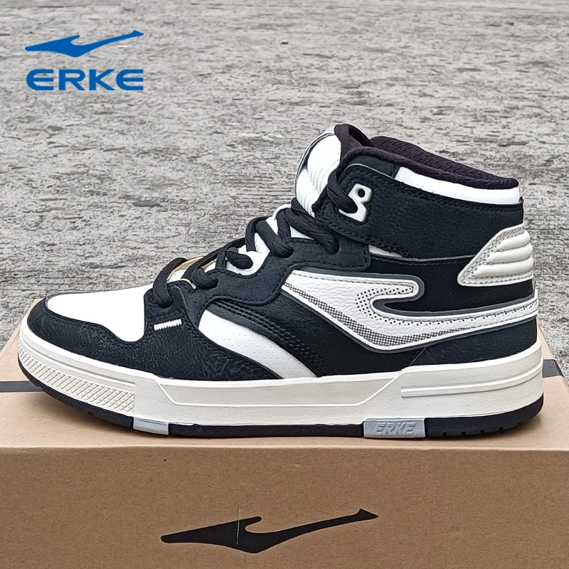 鸿星尔克女耐磨高帮无双板鞋休闲鞋冬季保暖增高透气支撑时尚厚底