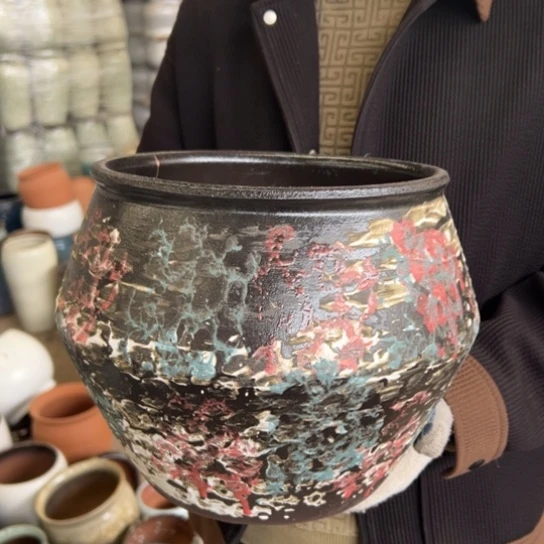 紫砂花盆高23口23————-