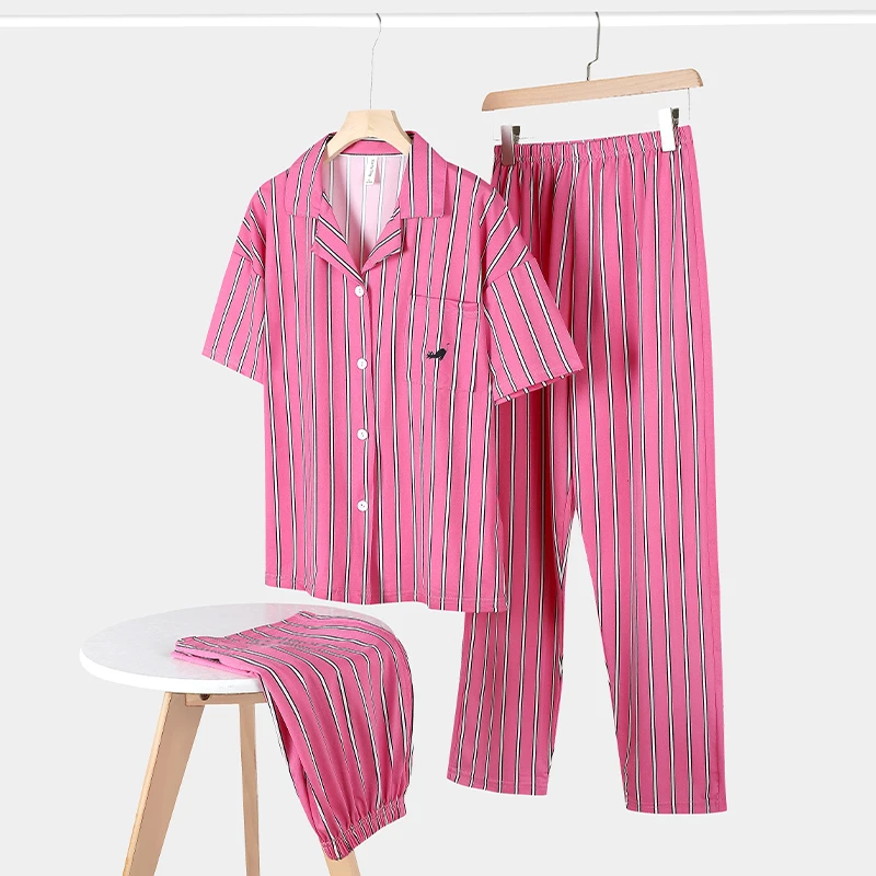 新款睡衣女三件套夏季短袖轻奢时尚休闲大码家居服可外穿夏天薄款