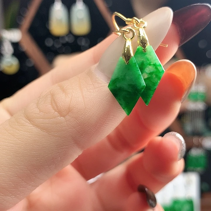 翡翠银S925镶嵌耳饰耳饰