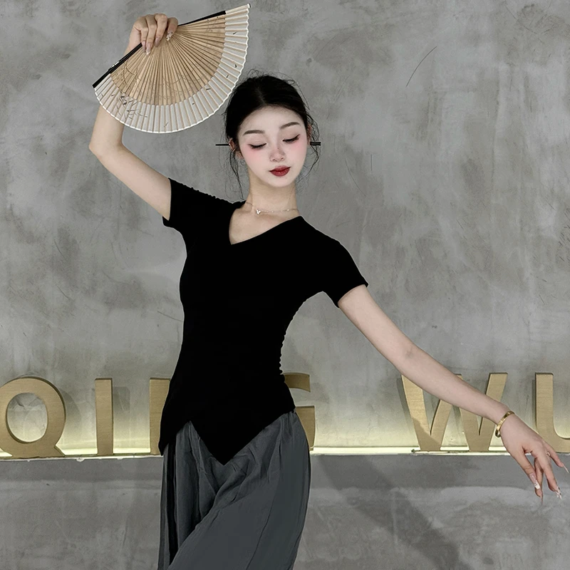 舞蹈服黑色古典舞服装练功服成人中国舞形体服长袖短袖现代舞套装