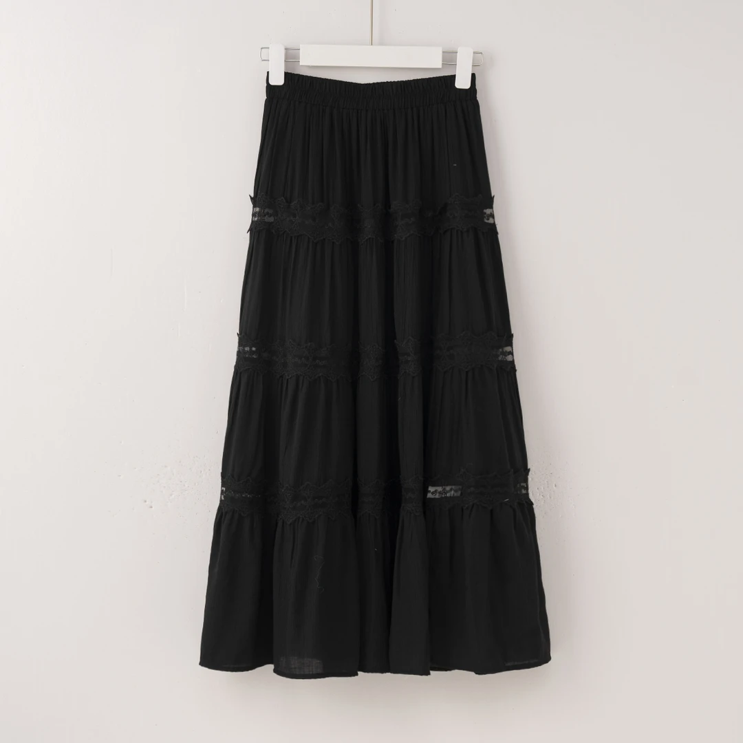 H2835 上身超显瘦|波纹蕾丝高腰半身裙 1816