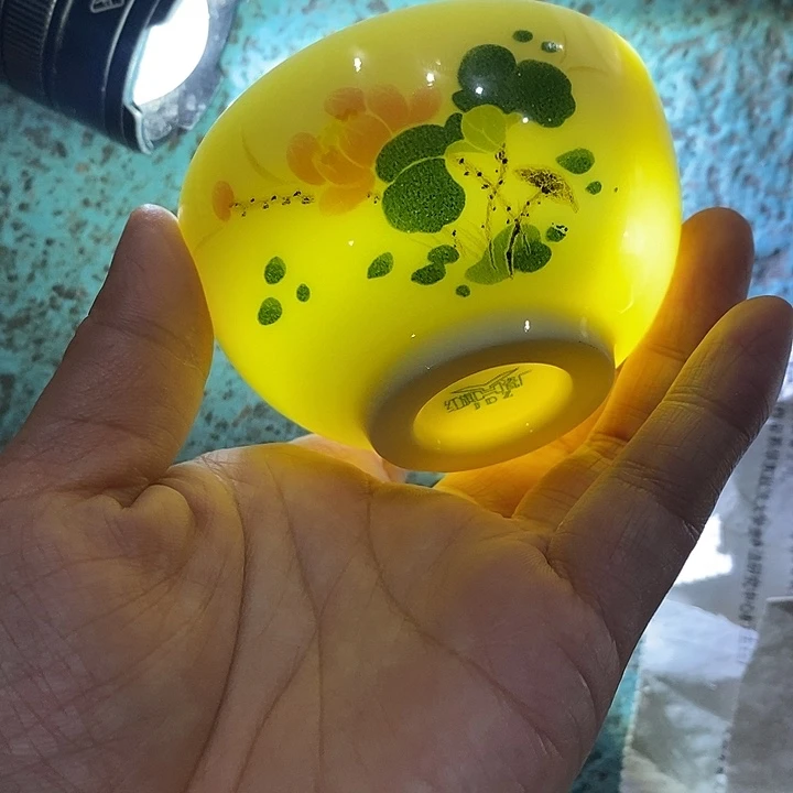 摆件陶黄稀土荷塘月色杯