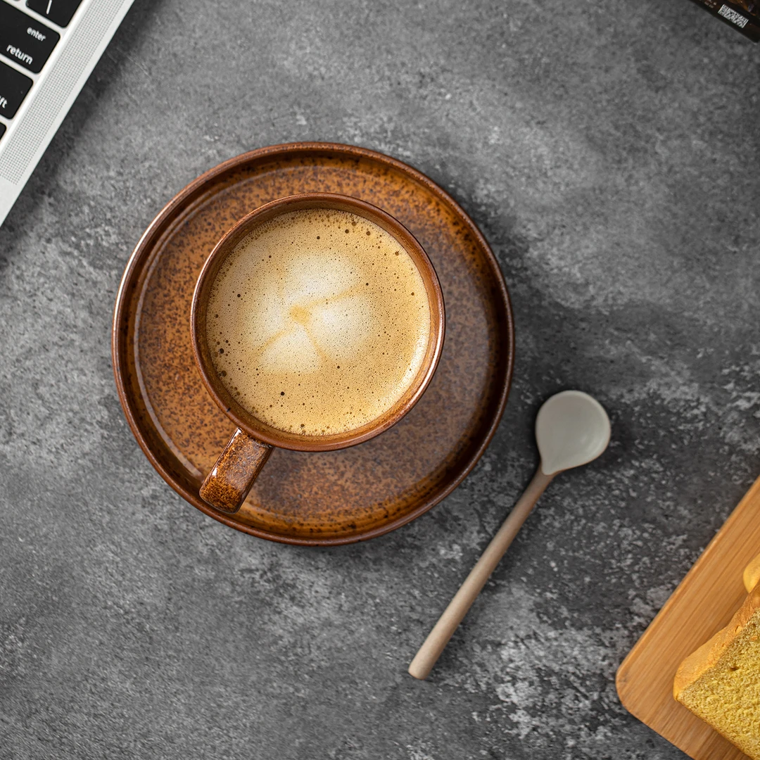 咖啡杯碟套装2025新款高级感的精致高颜值创意复古漂亮的陶瓷杯子