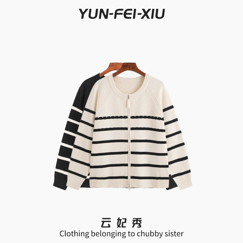 云妃秀大码女装毛衣时尚休闲胖妹妹显瘦宽松百搭圆领上衣秋23131