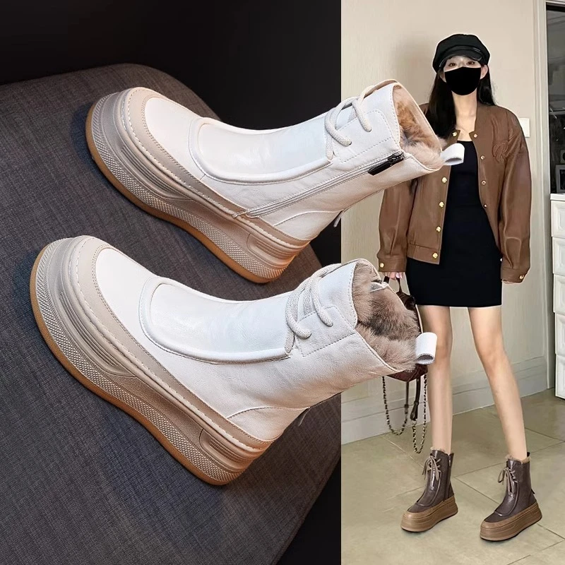 【万达撤柜】雪地靴女加厚加绒保暖棉鞋2024新款冬厚底增高休闲冬鞋