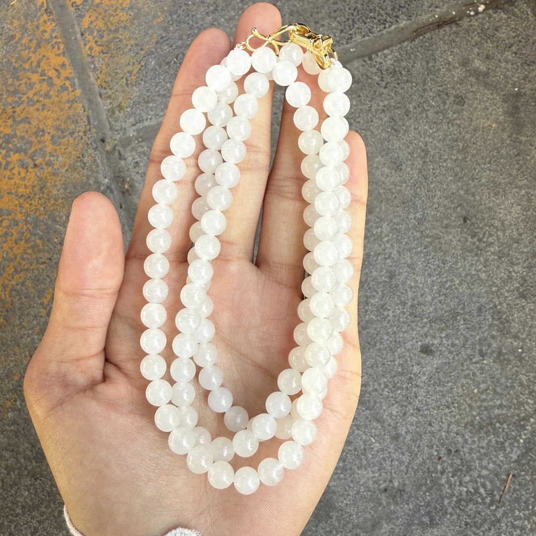 和田玉白玉卡7项链