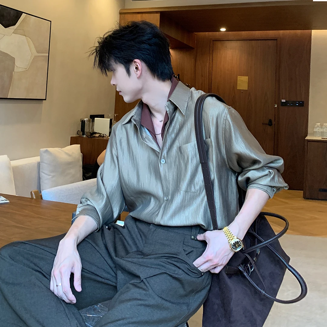 一轩轩轩【鲁本斯秋日】秋季痞帅肌理感高级感小众男长袖衬衫89201