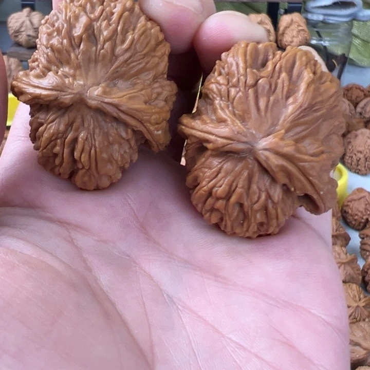 吊坠文玩核桃40尺尖微修白狮子顺风耳