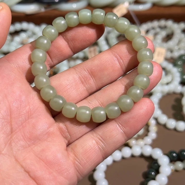 和田玉（糖玉）未镶嵌手链鼓珠手串