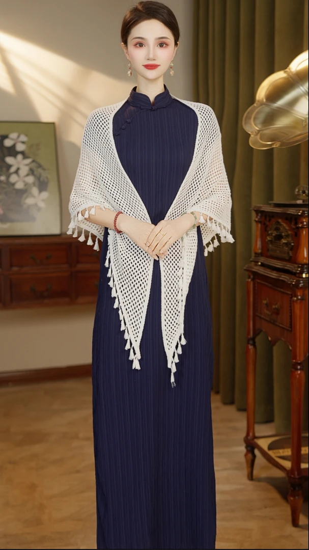 双色气质款气质款旗袍外搭百搭