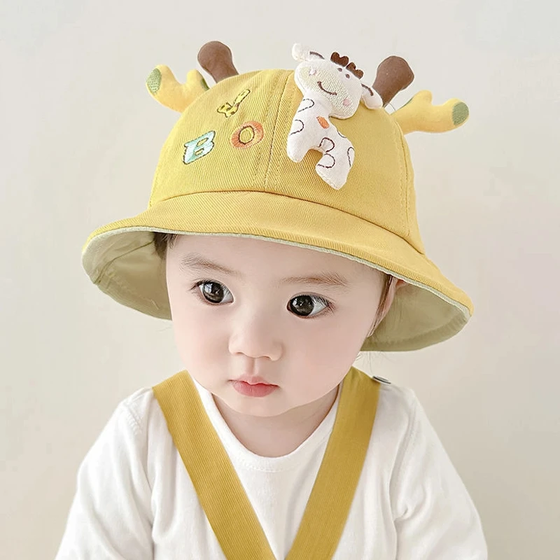婴儿帽子春秋款防晒渔夫帽男女宝宝遮阳盆帽春季可爱儿童太阳帽潮