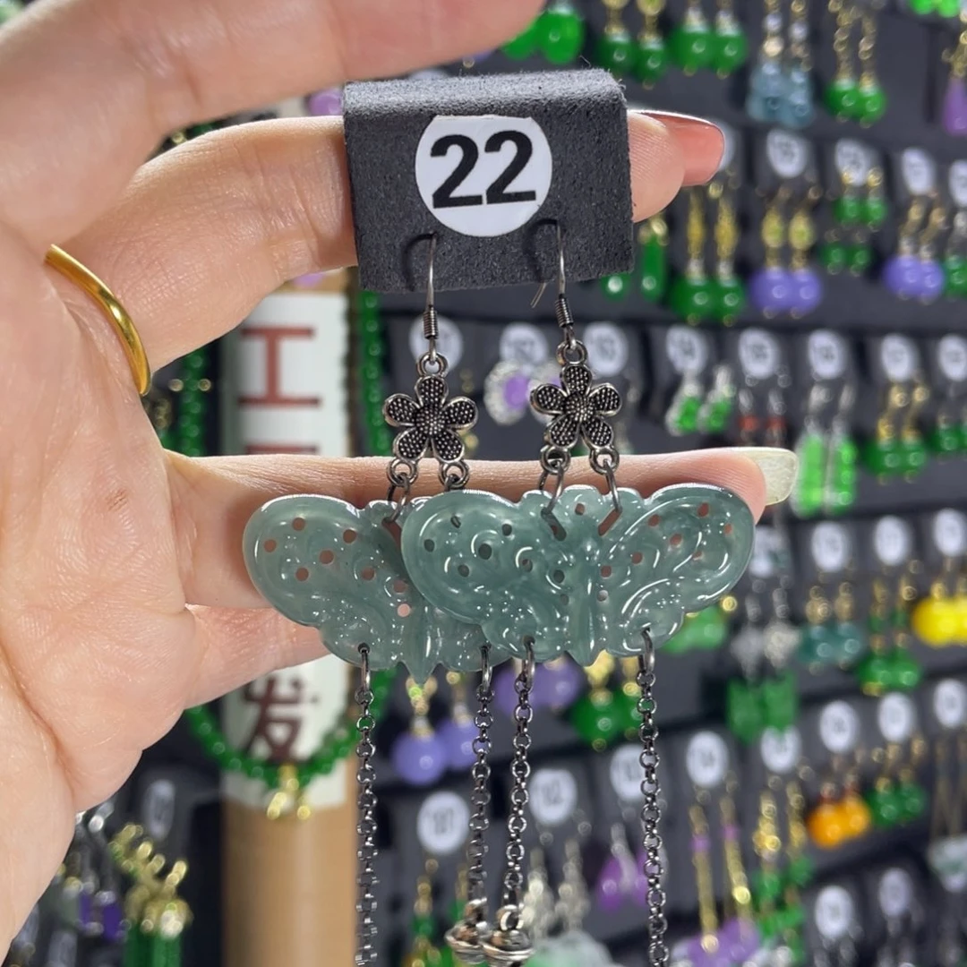 银S925镶嵌翡翠耳饰22