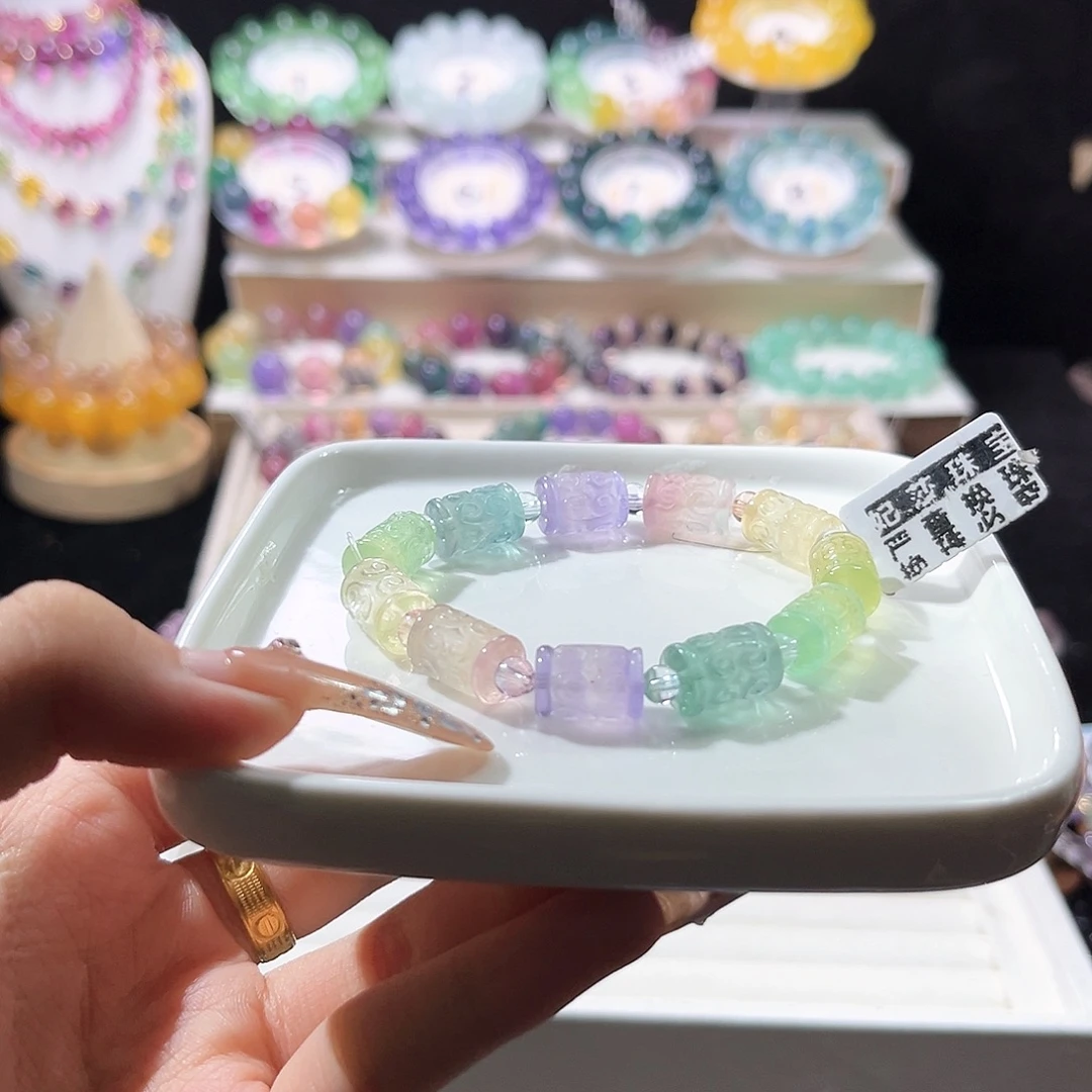 未镶嵌手链萤石莫奈滚筒